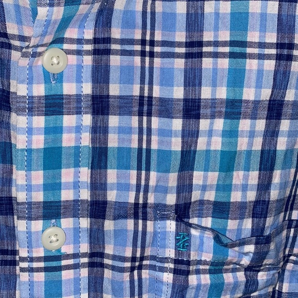 IZOD Blue Short Sleeve Button Down Shirt - Picture 3 of 3